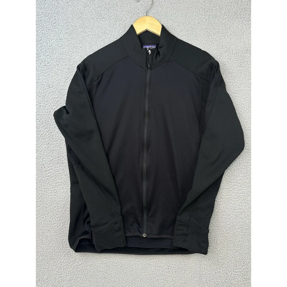 VTG Patagonia Mens XL Black Full Zip Cycling Track Jacket 24320 Made In The USA